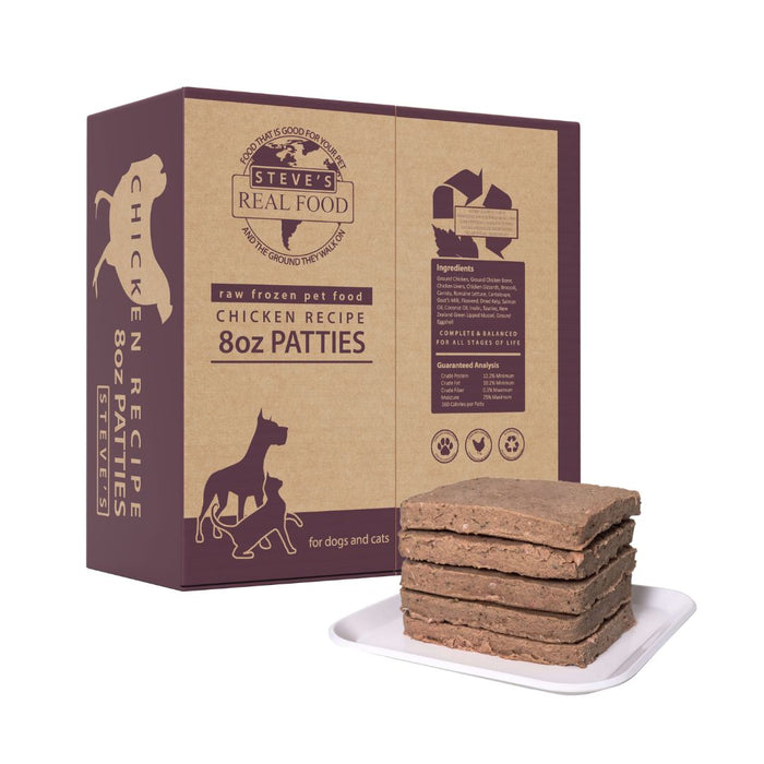 Steve'S Real Food Dog Cat Frozen Chicken Patties 14Lb