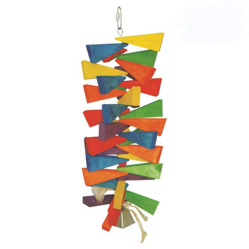 A and E Cages Happy Beaks Wooden Wedges w - Bell Bird Toy LG - Petsplace.store