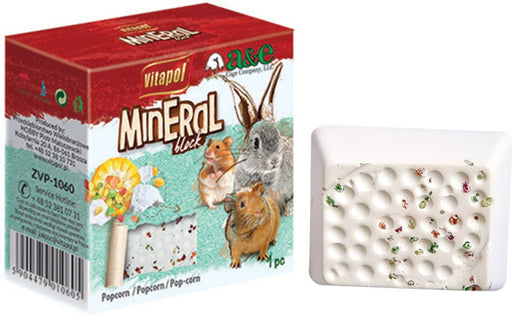 A and E Cages VitaPol Lime - Mineral Block for Small Animals Popcorn; 1ea - 40 g - Petsplace.store