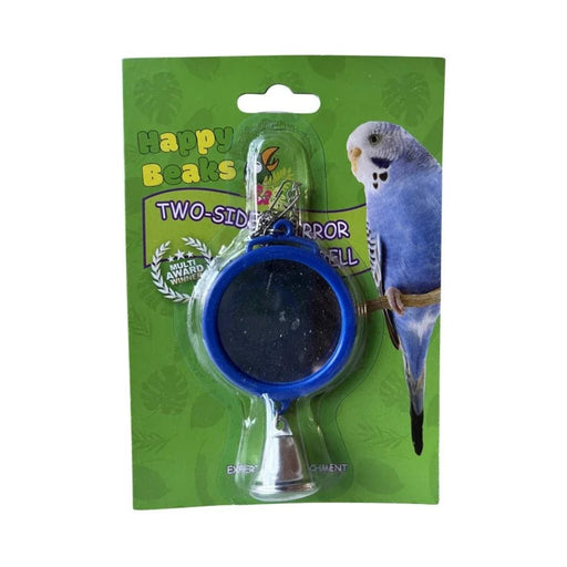 A & E Cages Happy Beaks 2 - Sided Mirror with Bell Bird Toy 1ea/One Size - Petsplace.store