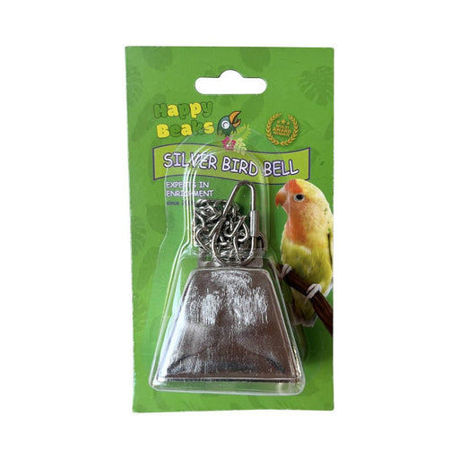 A & E Cages Happy Beaks Silver Bird Bell on Chain Bird Toy 1ea/LG - Petsplace.store