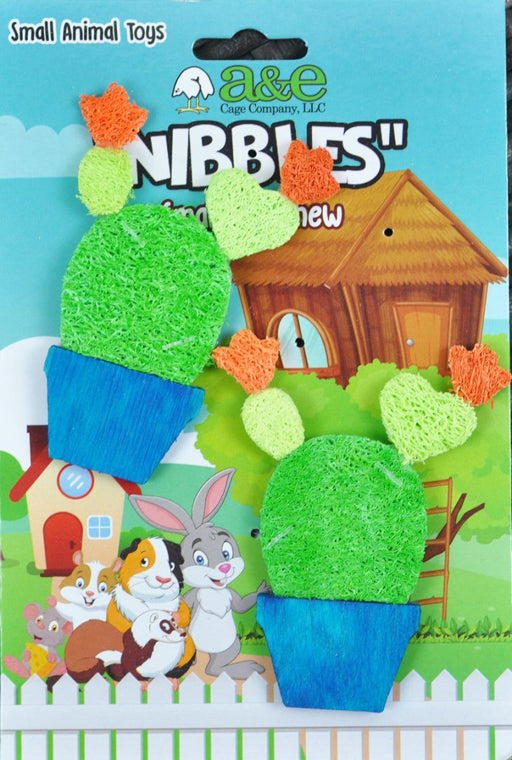 A &E Cages Nibbles Small Animal Loofah Chew Toy Potted Cactus; 1ea - Petsplace.store