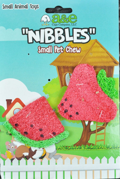 A &E Cages Nibbles Small Animal Loofah Chew Toy Strawberry Watermelon Slice; 1ea - Petsplace.store