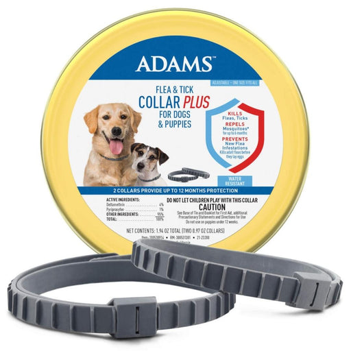 Adams Flea & Tick Collar Plus for Dogs & Puppies 1ea/2 pk - Petsplace.store