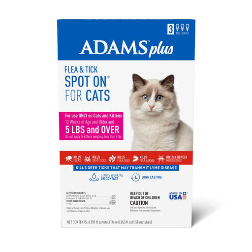 Adams Plus Flea & Tick Spot On for Cats & Kittens 1ea/Over 5 lb - Petsplace.store