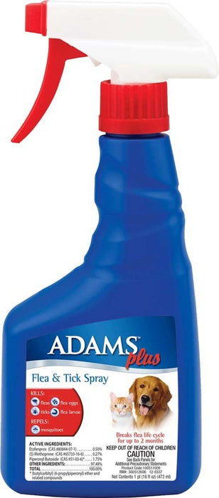 Adams Plus Flea & Tick Spray 1ea/16 fl oz. - Petsplace.store