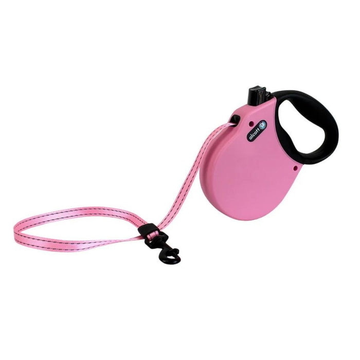 Alcott Adventure Retractable Belt Leash Pink Medium - 16Ft - Petsplace.store