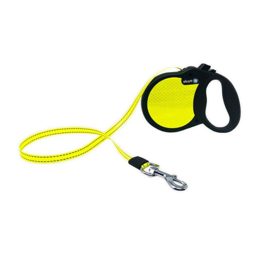 Alcott Visibility Retractable Belt Leash Neon Yellow Medium - 16Ft - Petsplace.store