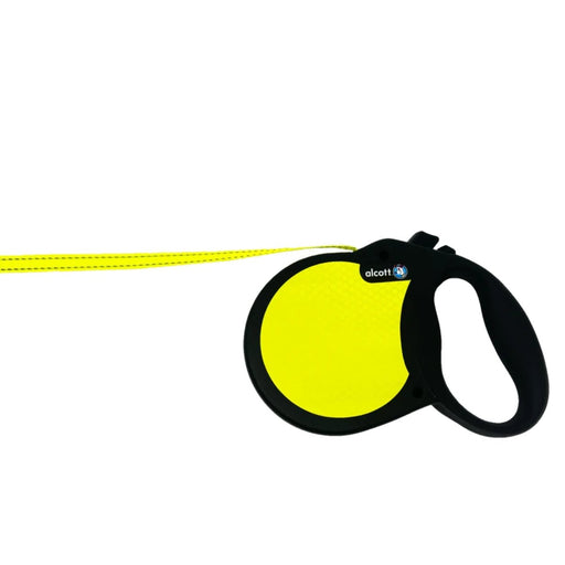 Alcott Visibility Retractable Belt Leash Neon Yellow Medium - 16Ft - Petsplace.store