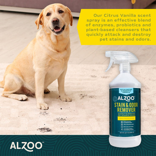 Alzoo Stain & Odor Remover Spray Cirtus Vanilla 32oz. - Petsplace.store