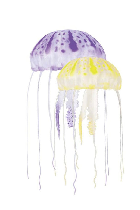 Aquatop Floating Jellyfish Aquarium Ornament Purple/Yellow 1ea/2 In & 3 in, 2 pk - Petsplace.store