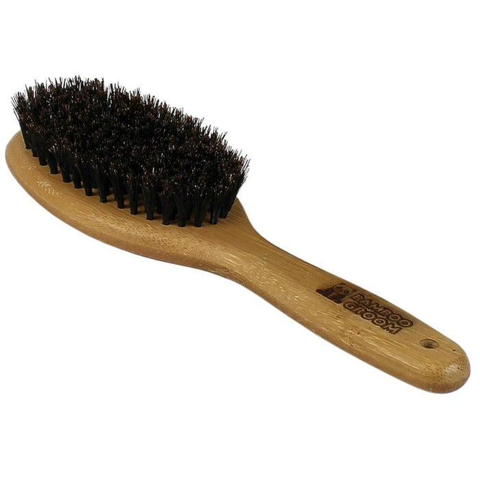 Bamboo Groom Oval Boar Bristle Brush Large - Petsplace.store