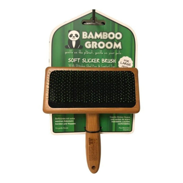 Bamboo Groom Soft Slicker Brush Large - Petsplace.store