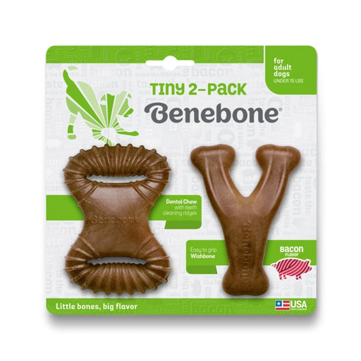 Benebone Dental Chew & Wishbone Dog Chew Toy Bacon, 1ea/XS, 2 pk - Petsplace.store