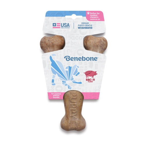 Benebone Puppy Wishbone Dog Chew Toy Bacon, 1ea/MD - Petsplace.store