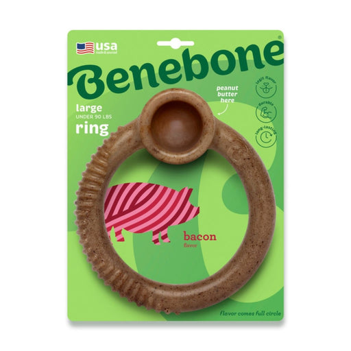 Benebone Ring Durable Dog Chew Toy Bacon, 1ea/LG - Petsplace.store