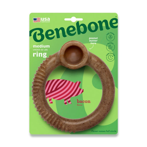 Benebone Ring Durable Dog Chew Toy Bacon, 1ea/MD - Petsplace.store