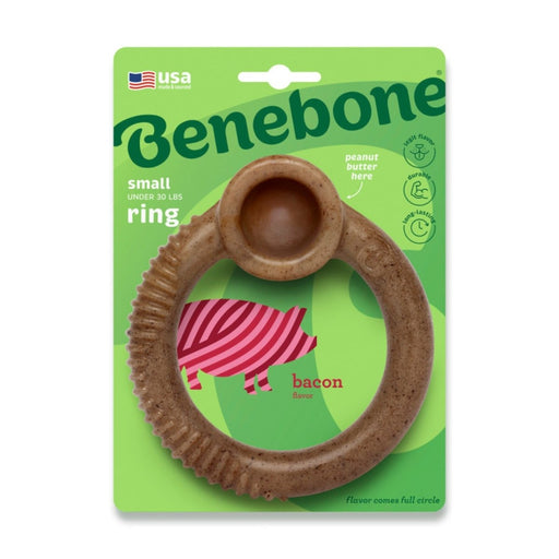 Benebone Ring Durable Dog Chew Toy Bacon, 1ea/SM - Petsplace.store