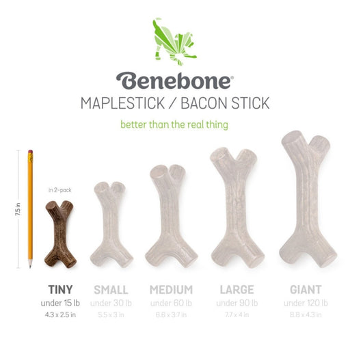 Benebone Stick & Zaggler Dog Chew Toy Maple & Bacon, 1ea/XS, 2 pk - Petsplace.store