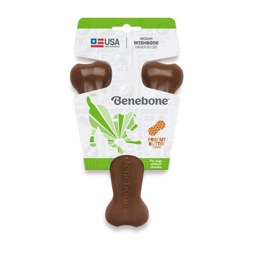 Benebone Wishbone Durable Dog Chew Toy Peanut Butter, 1ea/MD - Petsplace.store