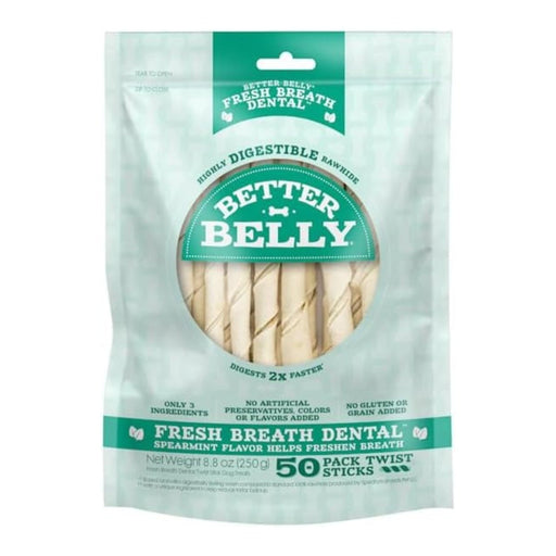 Better Belly Fresh Breath Twist Stick Spearmint 50 count - Petsplace.store