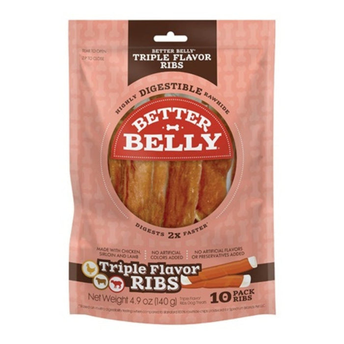 Better Belly Triple Flavor Ribs Chicken/Sirloin/Lamb 10 count - Petsplace.store