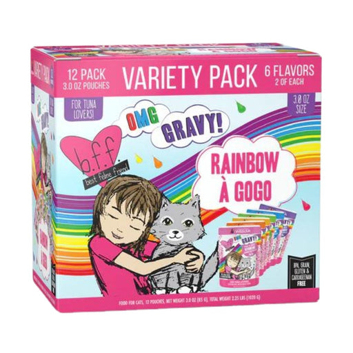 BFF Cat Omg Rainbow Variety Pack 3oz. Pouch (Case of 12) - Petsplace.store