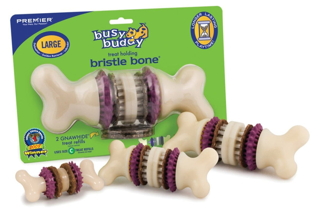 Busy Buddy Bristle Bone Chew Toy Multi - Color 1ea/LG - Petsplace.store