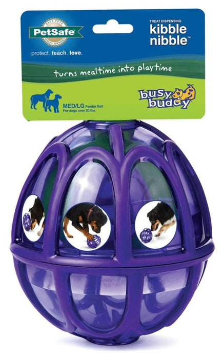 Busy Buddy Dog Toy Kibble Nibble Feeder Ball Purple 1ea/MD/LG - Petsplace.store