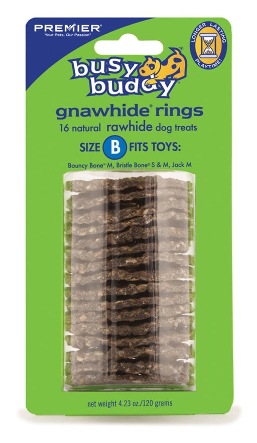 Busy Buddy Gnawhide Ring Refills Original Rawhide 1ea/4.23 oz, 16 ct, MD - Petsplace.store