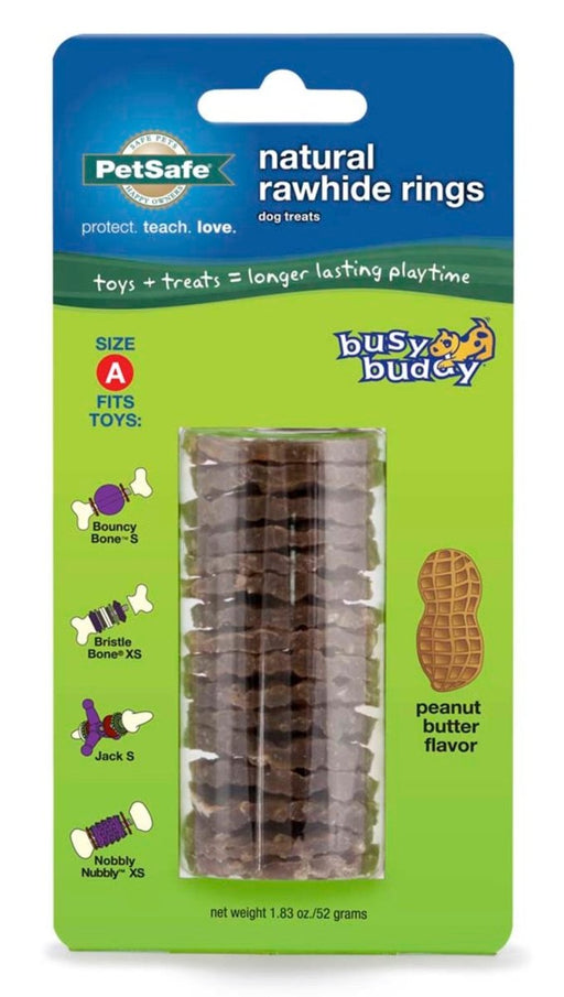 Busy Buddy Natural Rawhide Rings Peanut Butter 1ea/SM, Size A - Petsplace.store