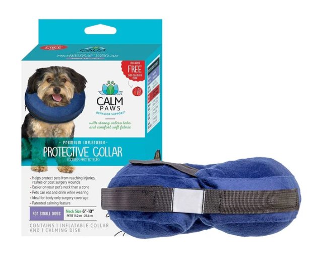 Calm Paws Protective Inflatable Collar w/ Dog Calming Disk Small - Petsplace.store