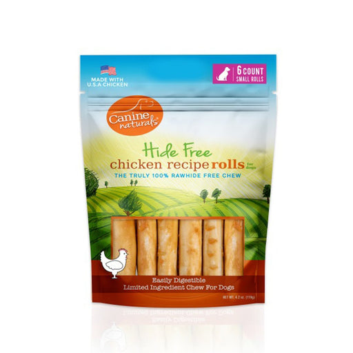 Canine Natural Hide Free 2.5" Chicken Mini Roll 6Pk - Petsplace.store