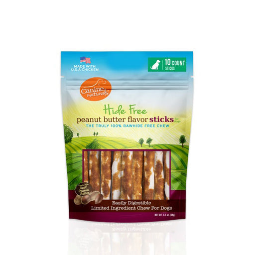 Canine Natural Hide Free 5" Peanut Butter Stick 10Pk - Petsplace.store