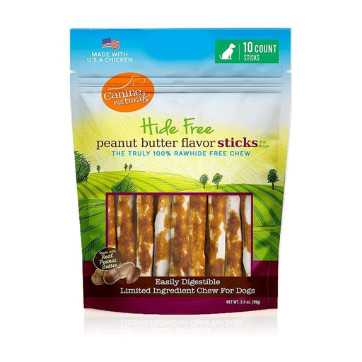 Canine Natural Hide Free 5" Peanut Butter Stick 10Pk - Petsplace.store