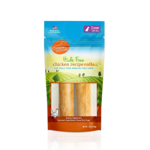 Canine Natural Hide Free 7" Chicken Large Roll 2Pk - Petsplace.store