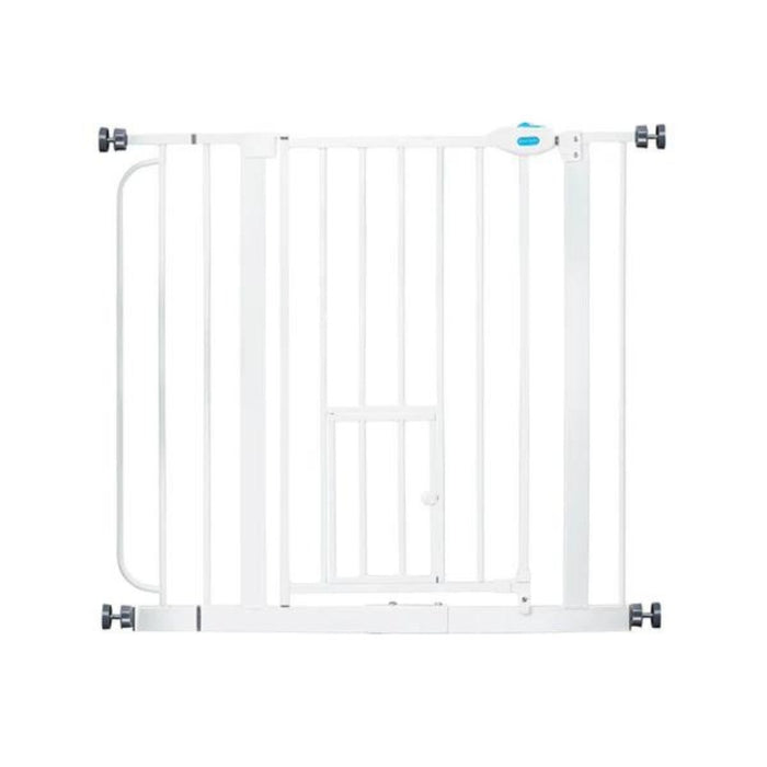 Carlson Extra Wide Pet Gate w/ Small Pet Door White 29 - 39 X 30in. - Petsplace.store