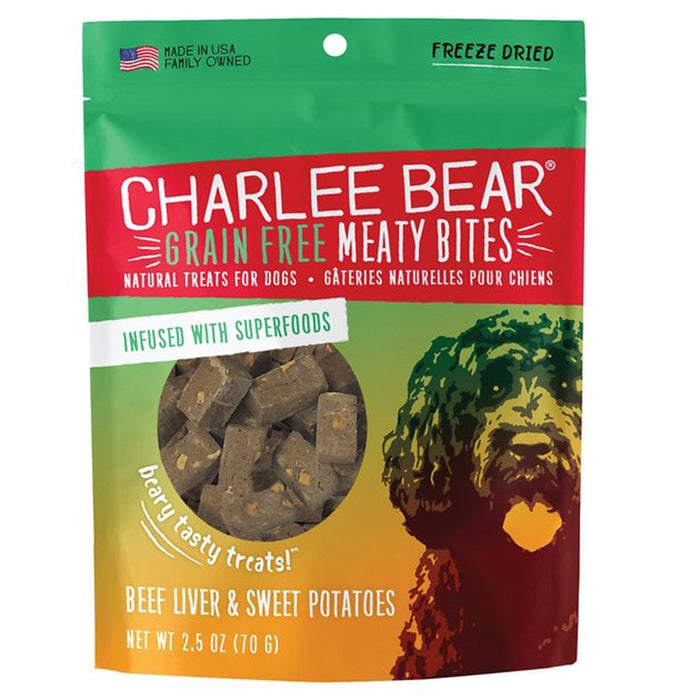 Charlee Bear Dog Meaty Bites Beef Liver And Sweet Potato 2.5oz. - Petsplace.store