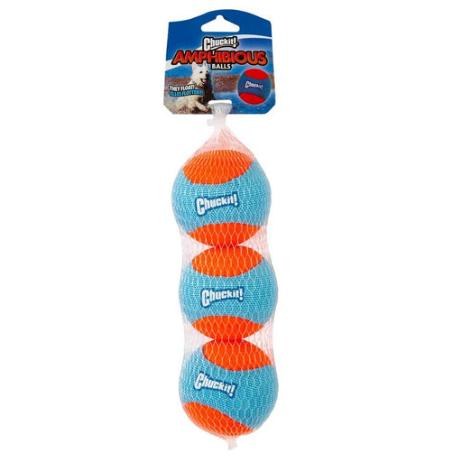 Chuckit! Amphibious Balls Dog Toy Blue/Orange 1ea/3 pk, MD - Petsplace.store