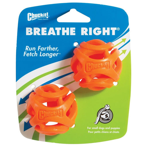 Chuckit! Breathe Right Dog Toy Fetch Ball Orange 1ea/2 pk, SM - Petsplace.store