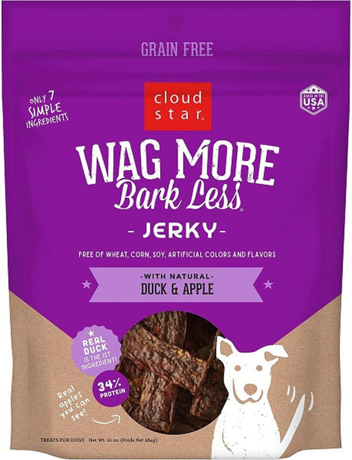 Cloudstar DOG JERKY GRAIN FREE DUCK APPLE 10OZ - Petsplace.store