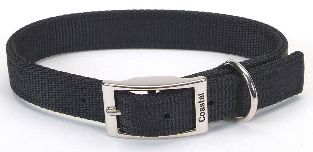 Coastal Double - Ply Nylon Dog Collar Black 1ea/1 In X 24 in - Petsplace.store