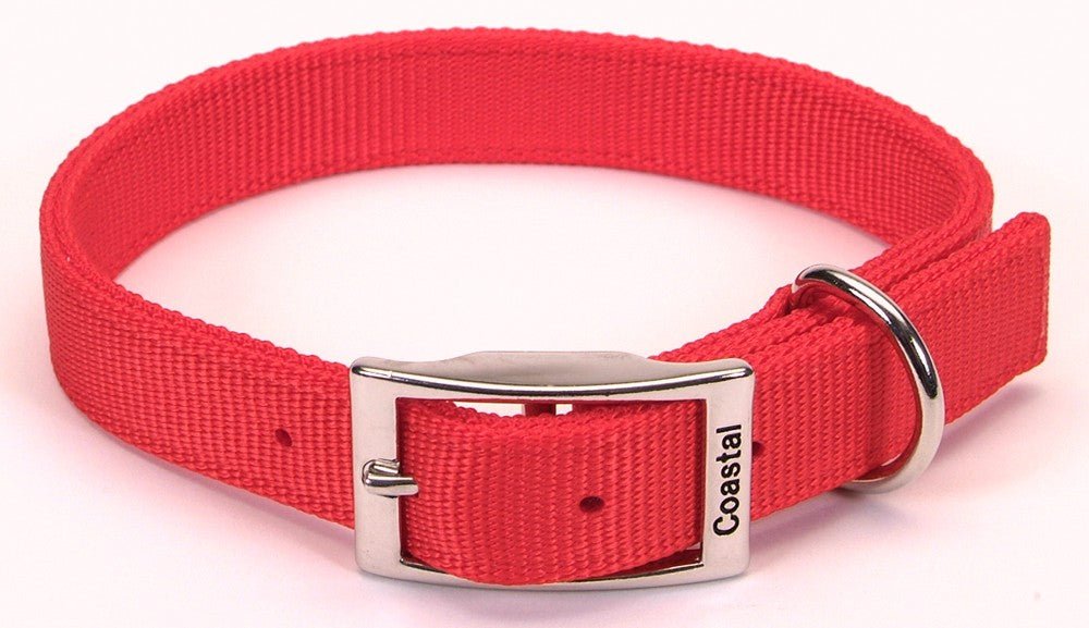 Coastal Double - Ply Nylon Dog Collar Red 1ea/1 In X 20 in - Petsplace.store