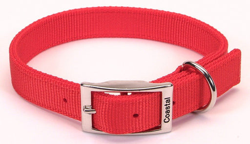 Coastal Double - Ply Nylon Dog Collar Red 1ea/1 In X 24 in - Petsplace.store