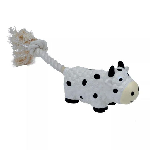 Coastal Li'L Pals Latex & Rope Toy, Cow, 8" - Petsplace.store