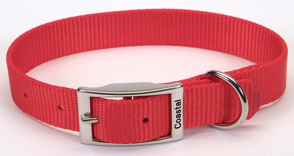 Coastal Single - Ply Nylon Collar Red 1X18In - Petsplace.store