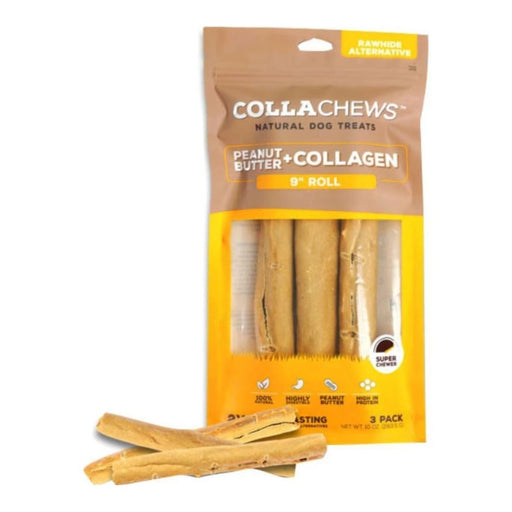 Collachews Collagen Roll Peanut Butter 9in. 3Pk - Petsplace.store