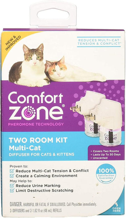 Comfort Zone Diffuser Kit for Cat Calming | MultiCat Calming Formula 1ea/Two pk Diffuser Kit - Petsplace.store