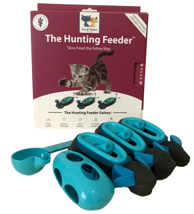 Doc & Phoebe Indoor Hunting Cat Feeder Blue, Gray 1ea/3 pk - Petsplace.store