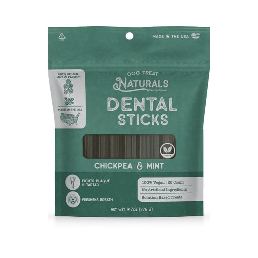 Dog Treat Naturals Dog Dentals Sticks Chickpea & Mint 10Oz 20 Count - Petsplace.store